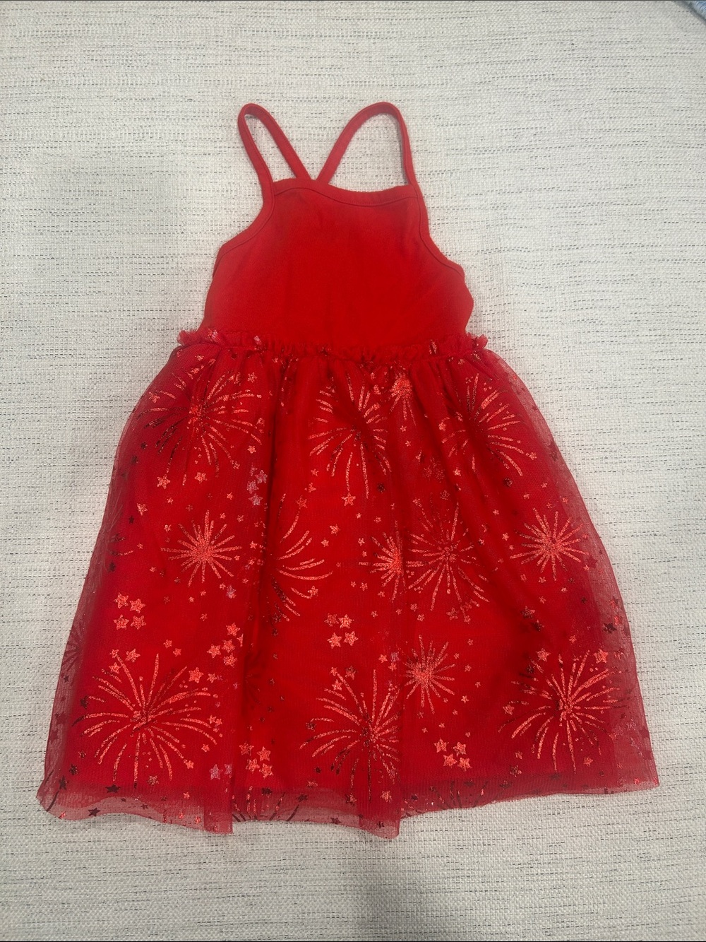 Cat & Jack Red Sparkle Firework Tulle Dress